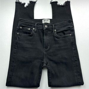 Agolde Jeans Womens 27 Black Sophie Frayed Ankle High Rise Stretch